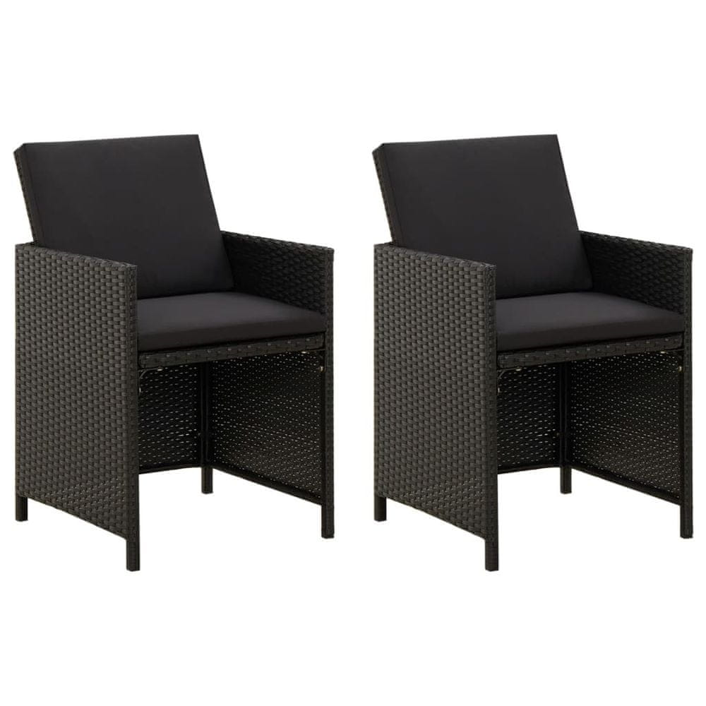 Vidaxl Záhradné stoličky so sedákmi 2 ks polyratanové čierne